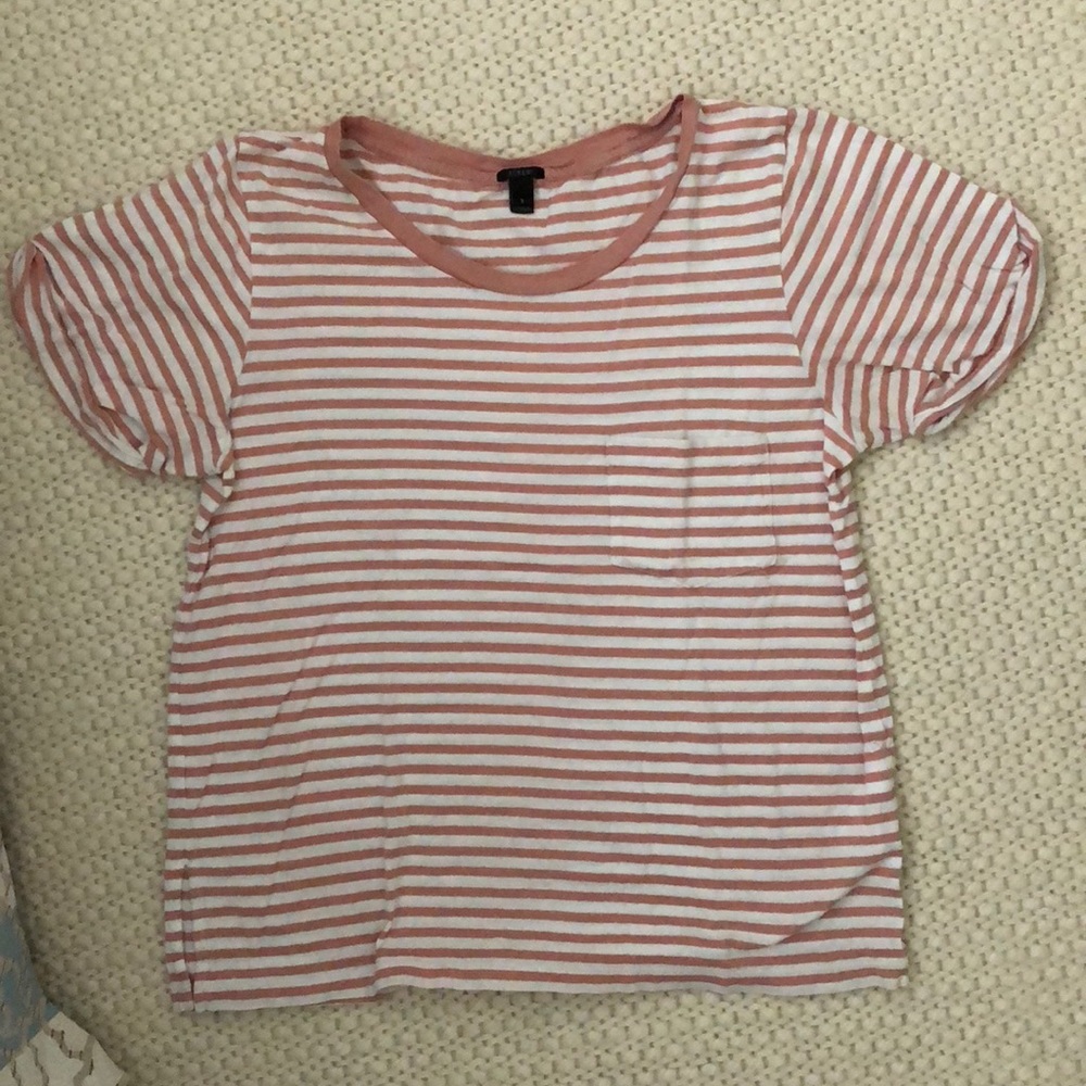 J. Crew peach stripe pocket tee